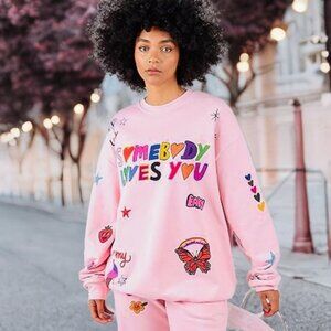 Revolve Mayfair X Scream Colour Sweatshirt Somebody Loves You Graphic Pullover O